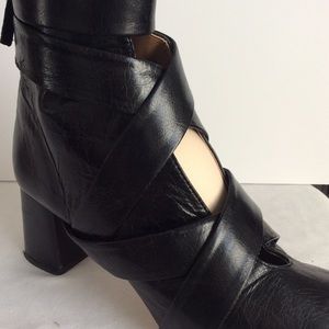 Zara Black Leather with Criss-Cross Leather Straps